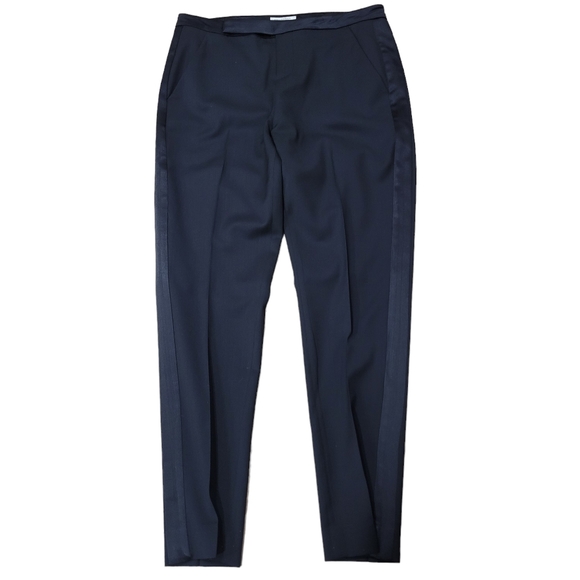 Equipment Femme Burcet Satin Stripe Black Wool Trouser Pants - Picture 3 of 7